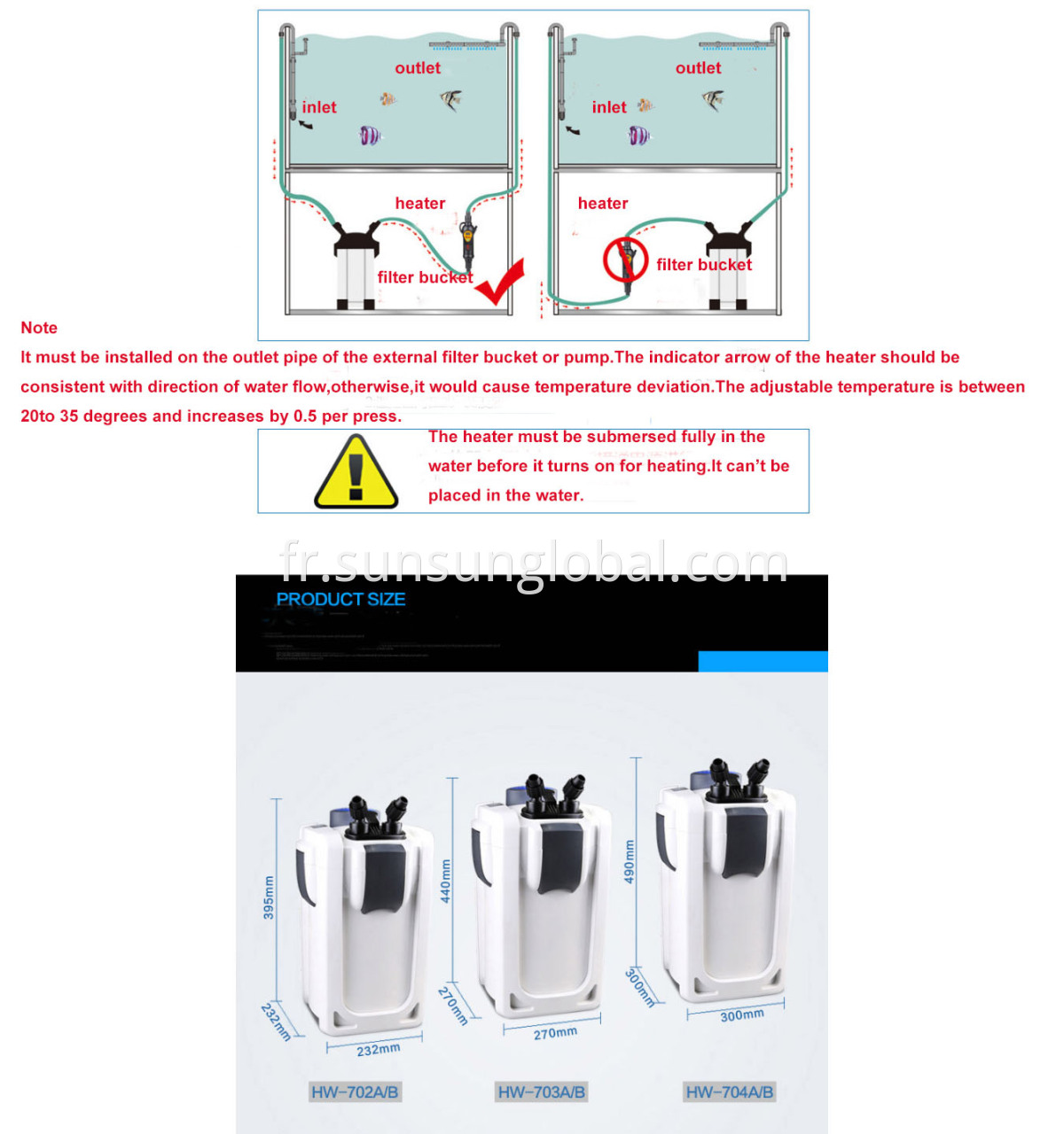 Filtre à eau externe Sunsun pour aquarium